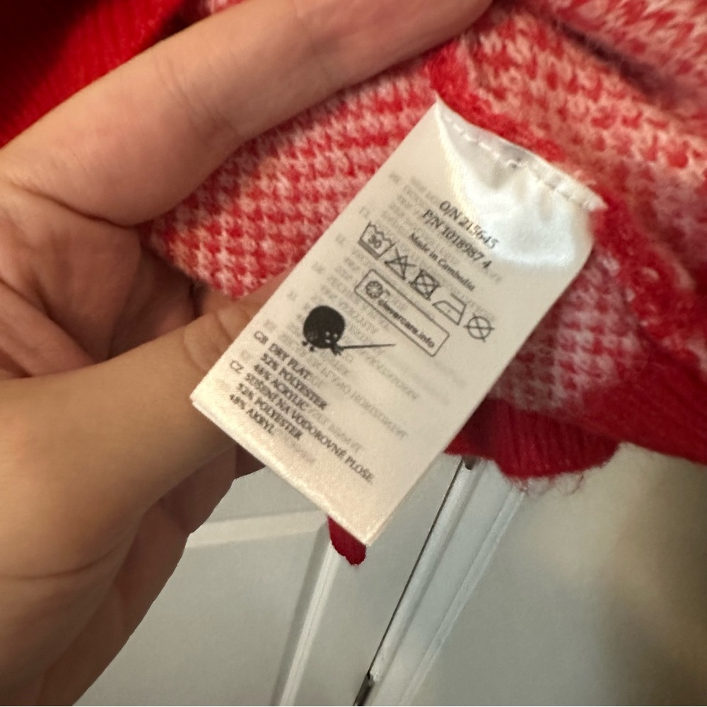 Monki Red And Light Pink Argyle Pattern Cardigan - image 3